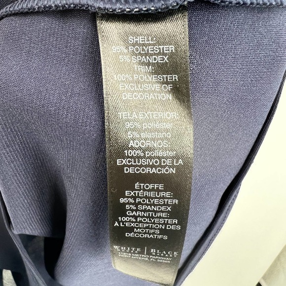 White House Black Market Women's Navy Sleeveless Faux Leather Trim Blouse Sz XS - Picture 4 of 7